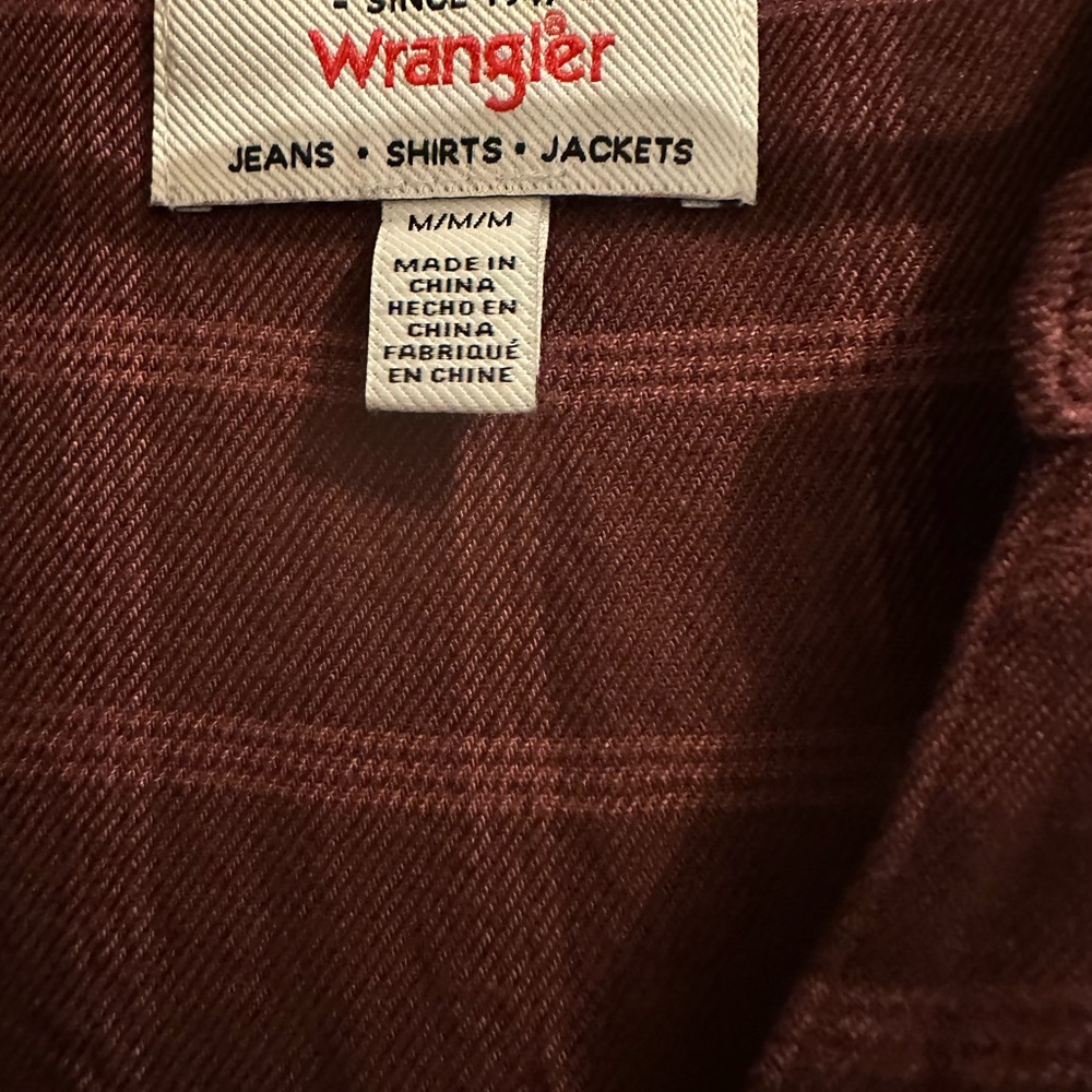 2 blouses —Wrangler Blue and Brown 3/4 Sleeve Blouse with Mandarin Collar - Picture 5 of 7